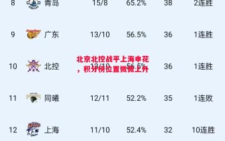 星空体育官网-北京北控战平上海申花，积分榜位置微微上升